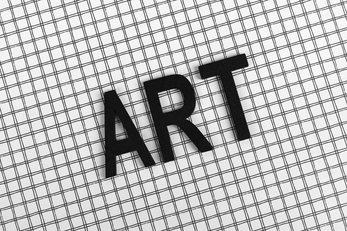 Art Word against a Black and White Grid